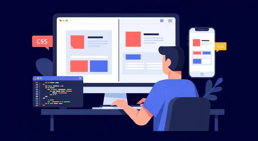 نمونه صفحه واکنش‌گرا در نمایشگر موبایل و دسکتاپ